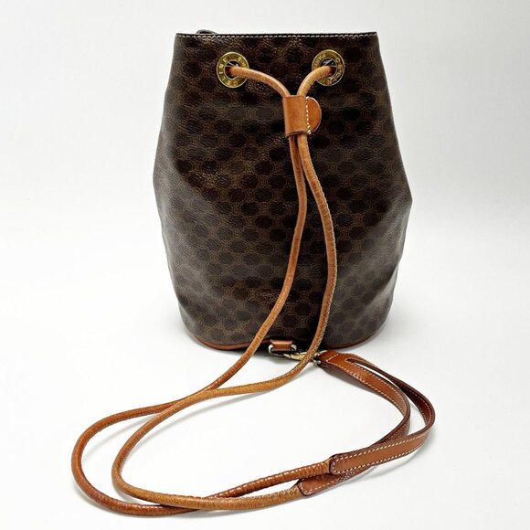 Celine Macadam Pattern T06 Brown Backpack Vintage Leather